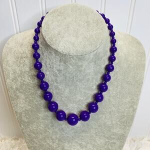 Claire's Purple Graduated Bead Necklace Adjustable 17-20.5"